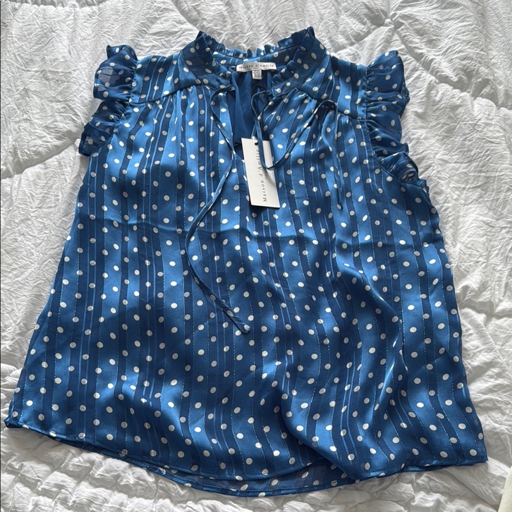 Blue Polka Dot Women's Top